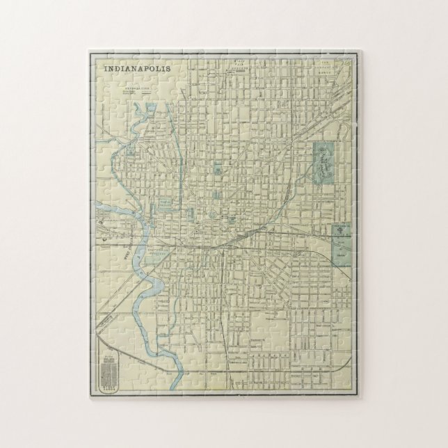 Puzzle Carte vintage d'Indianapolis Indiana (1901) (Vertical)