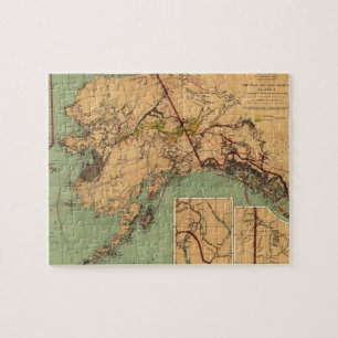Puzzle Carte vintage d'or et de charbon en Alaska (1898)