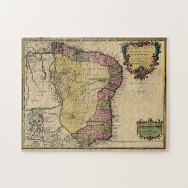 Puzzle Carte vintage du Brésil (1719) (Horizontal)