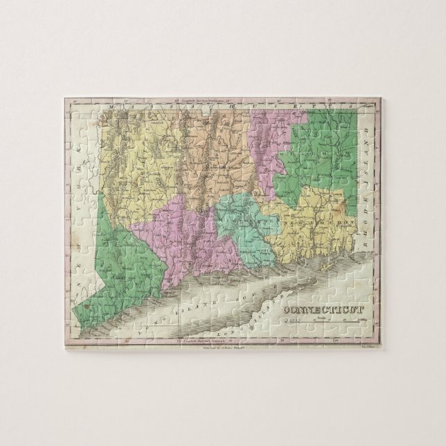 Puzzle Carte vintage du Connecticut (1827) (Horizontal)