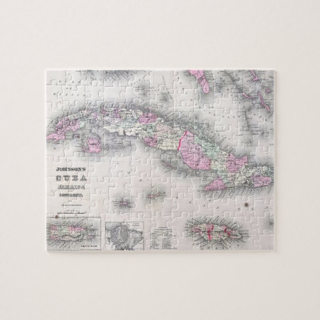 Puzzle Carte vintage du Cuba (1861) (Horizontal)