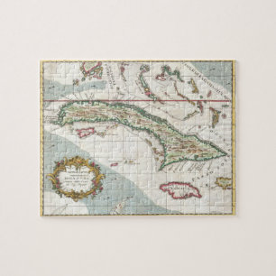 Puzzle Carte vintage du Cuba et de la Jamaïque (1763)