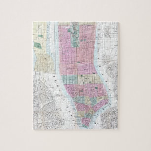 Puzzle Carte vintage du Lower Manhattan (1865)