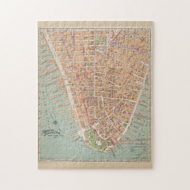 Puzzle Carte Vintage du Lower Manhattan (1921) (Vertical)
