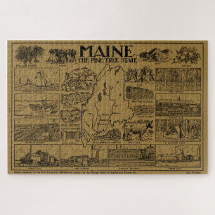 Puzzle Carte vintage du Maine (1912) - Tan