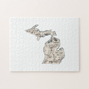 Puzzle Carte Vintage du Michigan