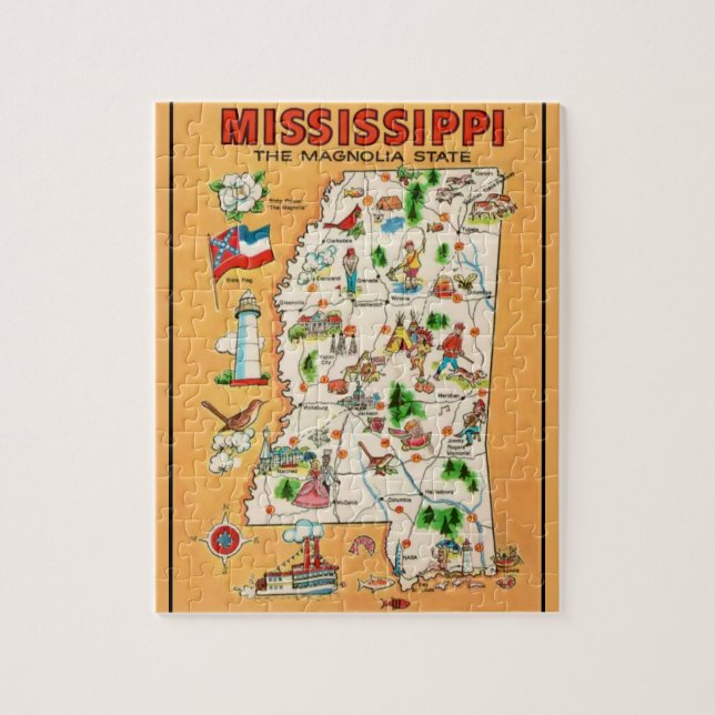 Puzzle Carte Vintage du Mississippi (Vertical)
