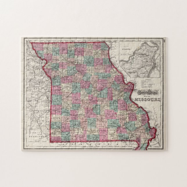 Puzzle Carte vintage du Missouri (1873) (Horizontal)