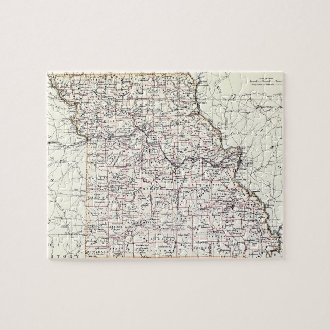 Puzzle Carte vintage du Missouri (1883) (Horizontal)