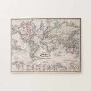 Puzzle Carte vintage du monde (1876)