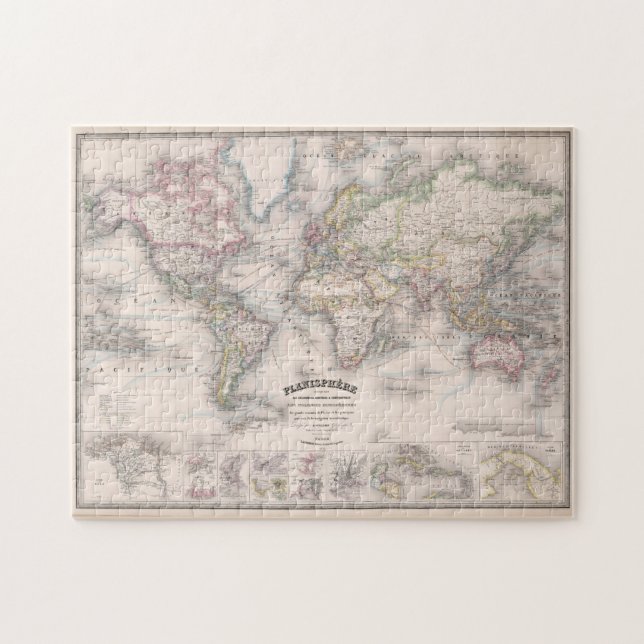 Puzzle Carte vintage du monde (1876) (Horizontal)