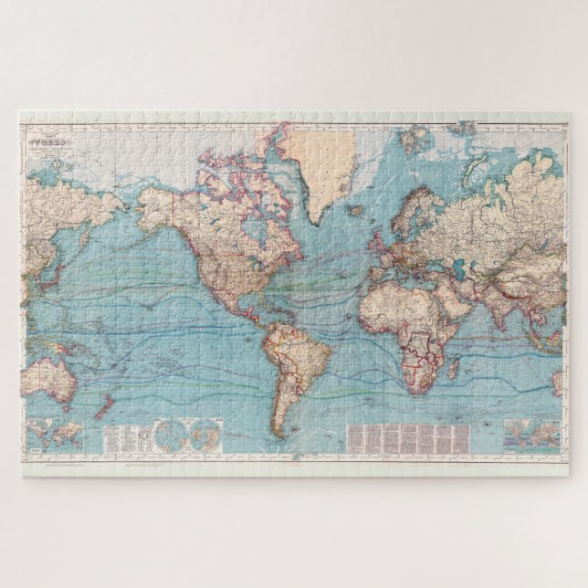 Puzzle Carte vintage du monde (1897) (Horizontal)