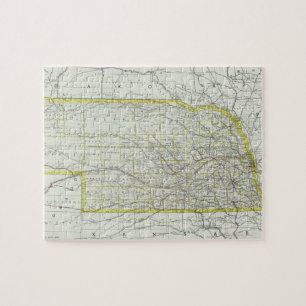 Puzzle Carte vintage du Nebraska (1889)