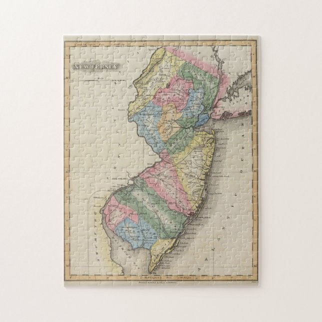Puzzle Carte vintage du New Jersey (1823) (Vertical)