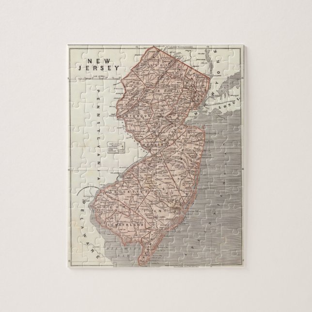 Puzzle Carte vintage du New Jersey (1845) (Vertical)
