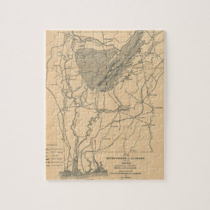 Puzzle Carte vintage du réseau fluvial de l'Alabama (188