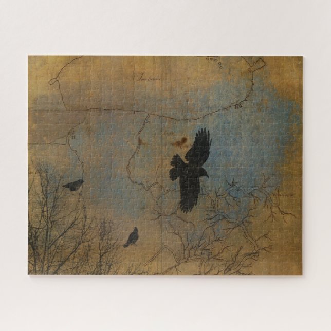 Puzzle Carte vintage Et Vagues Volantes (Horizontal)