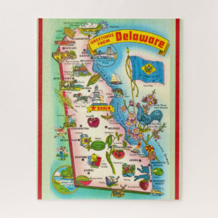 Puzzle Carte vintage illustrée du Delaware