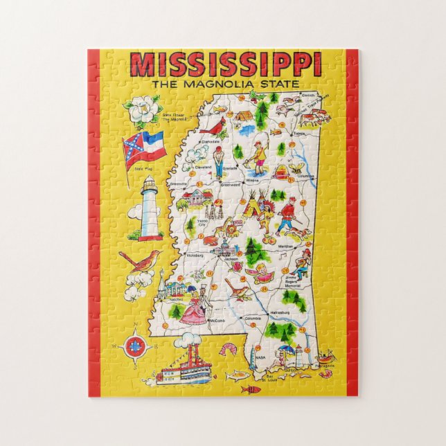 Puzzle Carte Vintage Mississippi 11x14 (Vertical)