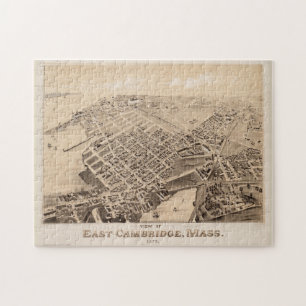Puzzle Carte vintage Pictorial de East Cambridge MA (1879