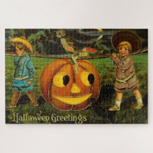 Puzzle Cartes de vœux Halloween - Carte postale vintage à