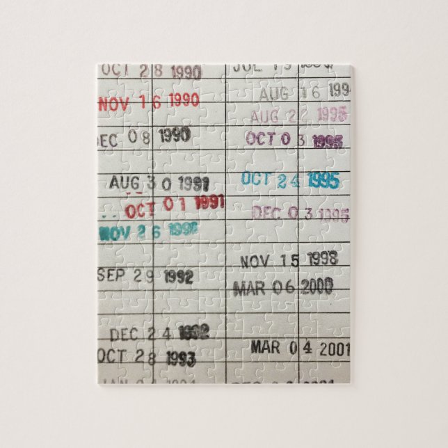 Puzzle Cartes vintages d'échéance de bibliothèque (Vertical)