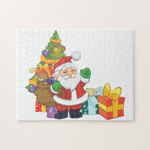 Puzzle Cartoon santa claus and toxits box