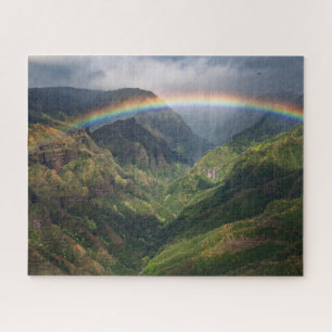 Puzzle Cascade dans le canyon Lush avec arc-en-ciel sur K