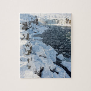 Puzzle Cascade de Godafoss recouverte de neige