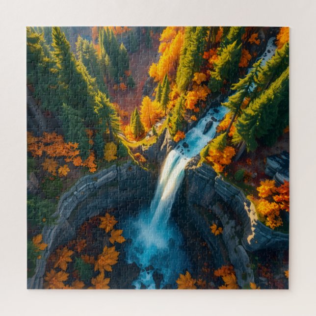 Puzzle Cascade du Canyon d'Automne – Paysage de Forêt Aut (Vertical)