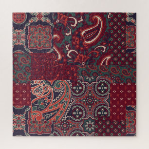 Puzzle Cashmere Paisley Silk : Patchwork Vintage Abstrait