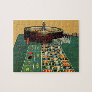 Puzzle Casino vintage Roulette Table Jeu, Chips de jeu