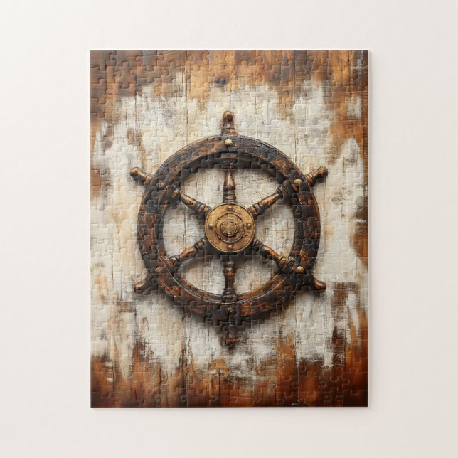 Puzzle Casque de roue de navire rustique nautique (Vertical)