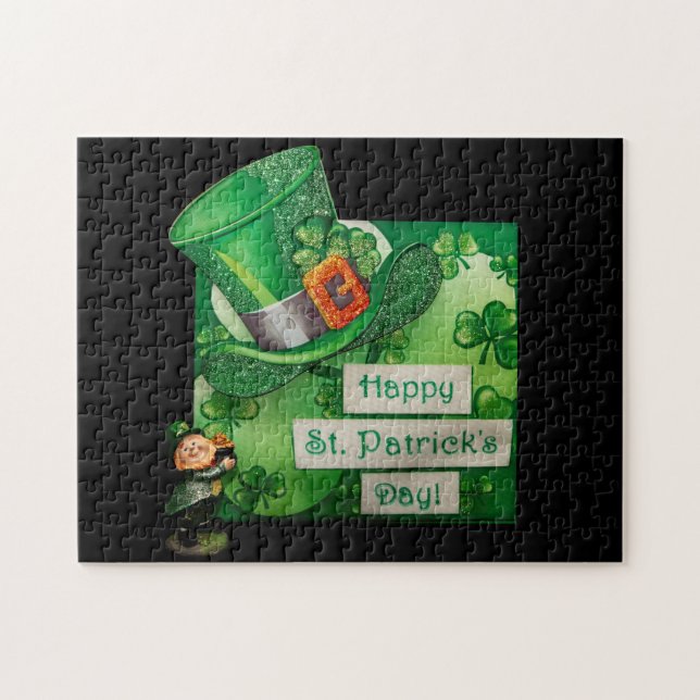 Puzzle Casquette de la Saint Patrick et Leprechaun (Horizontal)