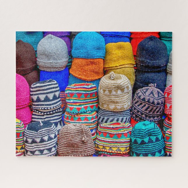 Puzzle Casquettes colorés marocains de Taqiyah (Horizontal)