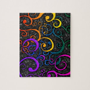 Puzzle Casse-tête à motif fleuri coloré avec boîte-cadeau