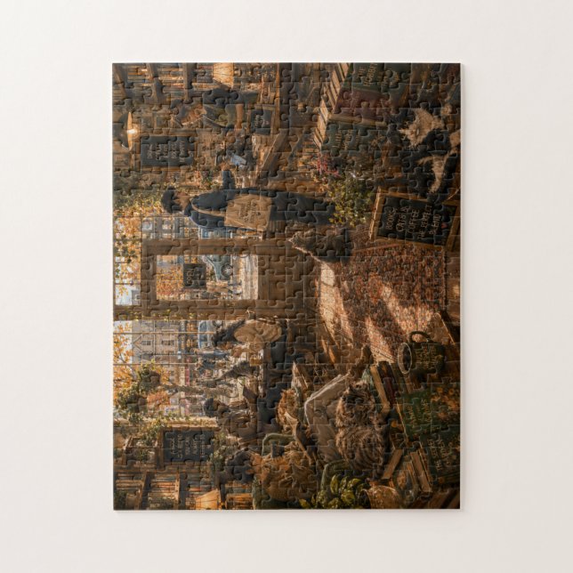 Puzzle Casse-tête Café Chats Librairie Cosy (Vertical)