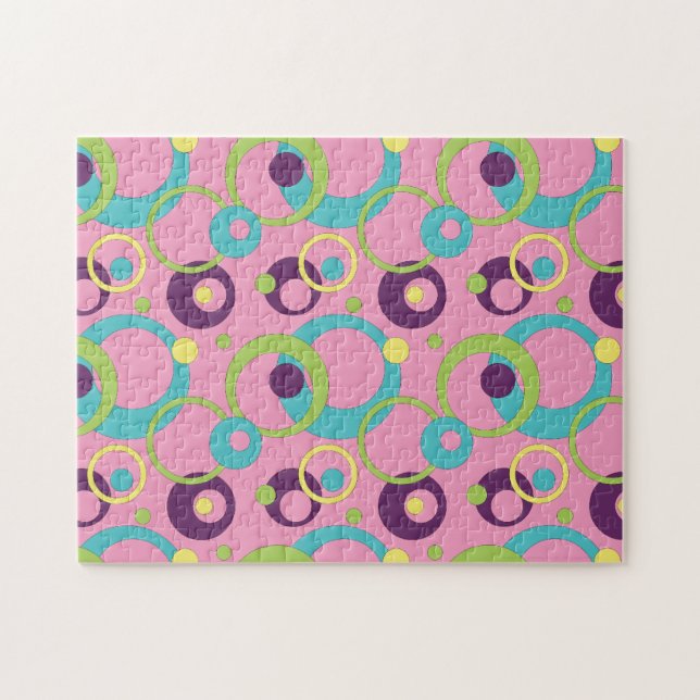 Puzzle Casse-tête Cercles Rose Funky (Horizontal)