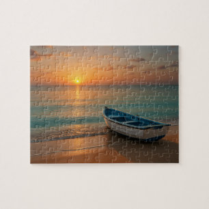 Puzzle Casse-tête Coucher de Soleil Doré Paisible avec Ba