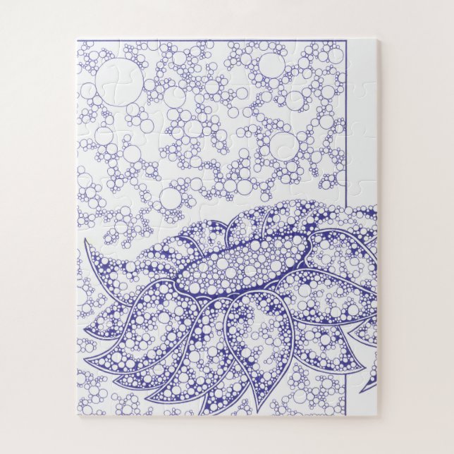 Puzzle Casse-tête d'art bulleux floral bleu (Vertical)