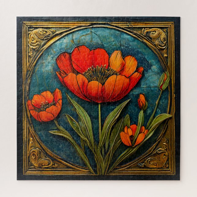 Puzzle 🌷 Casse-tête d'art de tulipe floral 🎁 (Vertical)