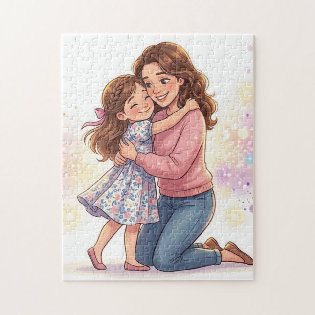 Puzzle Casse-tête de câlin entre mère et fille (Vertical)