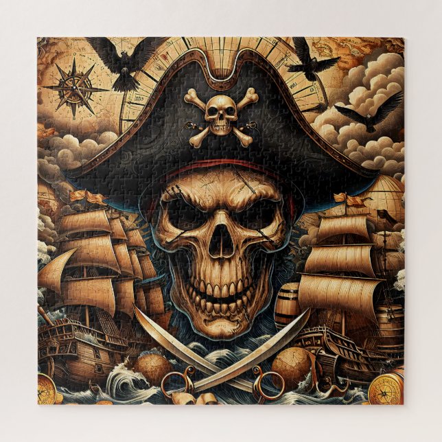 Puzzle Casse-tête de crâne de pirate (Vertical)