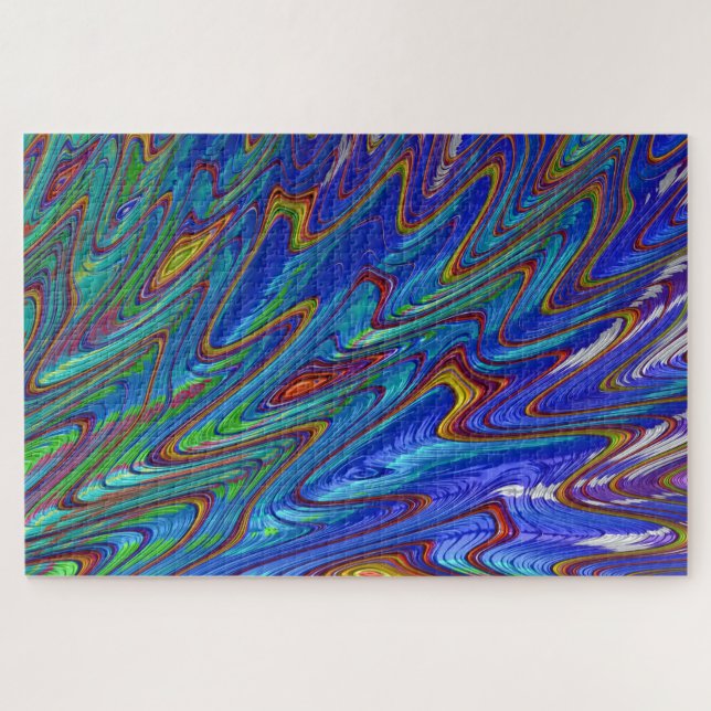 Puzzle casse-tête de déversement d'huile bleue (Horizontal)