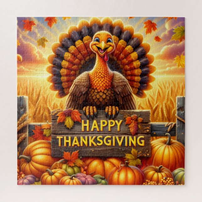 Puzzle Casse-tête de dinde de Thanksgiving joyeux (Vertical)