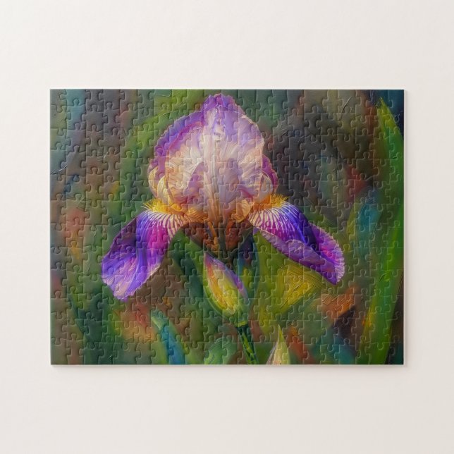 Puzzle Casse-tête de fleurs d'art Iris violet Jardin flor (Horizontal)