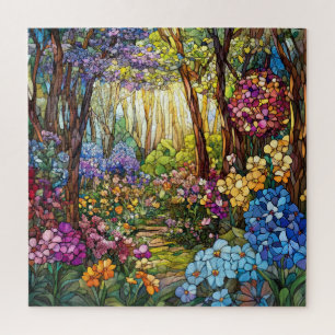 Puzzle Casse-tête de la forêt en vitrail