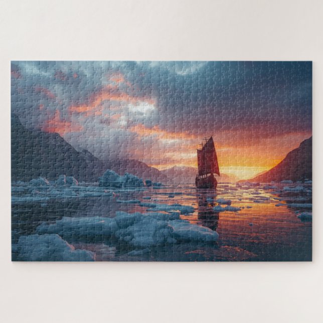 Puzzle Casse-tête de la Longue-Nef Viking dans un Fjord G (Horizontal)