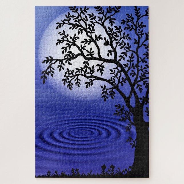 Puzzle Casse-tête de la lune Lac Arbre (Vertical)