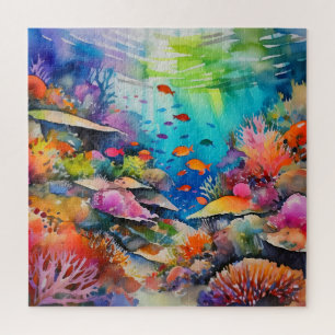 Puzzle casse-tête de la scène de l'aquarelle tropicale
